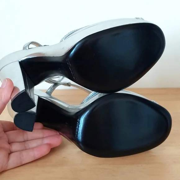 Burberry Silver Leather High Heel Sandals - Picture 13 of 16